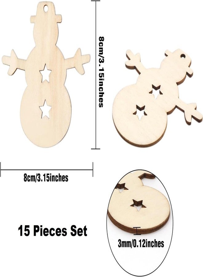 CozyCrest زينة عيد الميلاد من كوزي كريست، قطع من خشب MDF وشرائح خشبية، قطع غير مكتملة لتعليق شجرة عيد الميلاد، عناصر زينة يدوية الصنع، مثالية لأعمال عيد الميلاد والهدايا (التصميم 14) - Image 2